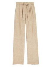 M&S Wide Trousers Linen Belted Summer Holiday Ladies Pocket Pants