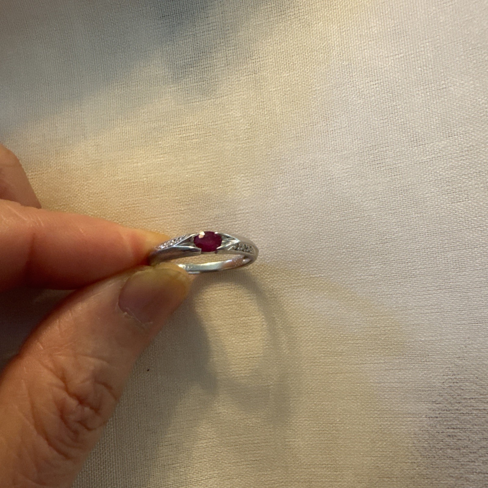 Statement Ring Ruby 0.24ct Platinum - image 1