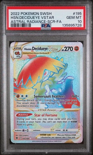 2022 SECRET #195 FULL ART/HISUIAN DECIDUEYE VSTAR PSA 10