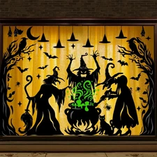 Halloween Window Clings Decorations,Extra Large Double-Sided Reusable Decals Hal
