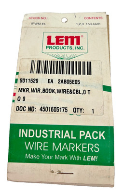 LEM Products IPWM #4 Industrial Pack Wire Markers   Electrical Labeling