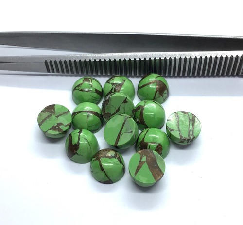 AAA Green Copper Turquoise Round Flat Back Loose Gemstone For Assorted Jewelry - Picture 5 of 10