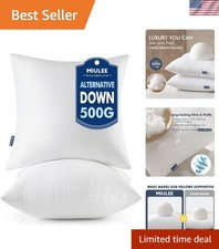 Throw Pillows Inserts, Pack of 2 18x18 Inch 100 Virgin Fiber Filling Bed Cou...