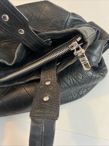 B. MAKOWSKY SCHWARZ ECHT LEDER BEUTELTASCHE SCHULTERTASCHE HANDTASCHE BOHO Silber Hardware - Bild 19 von 20