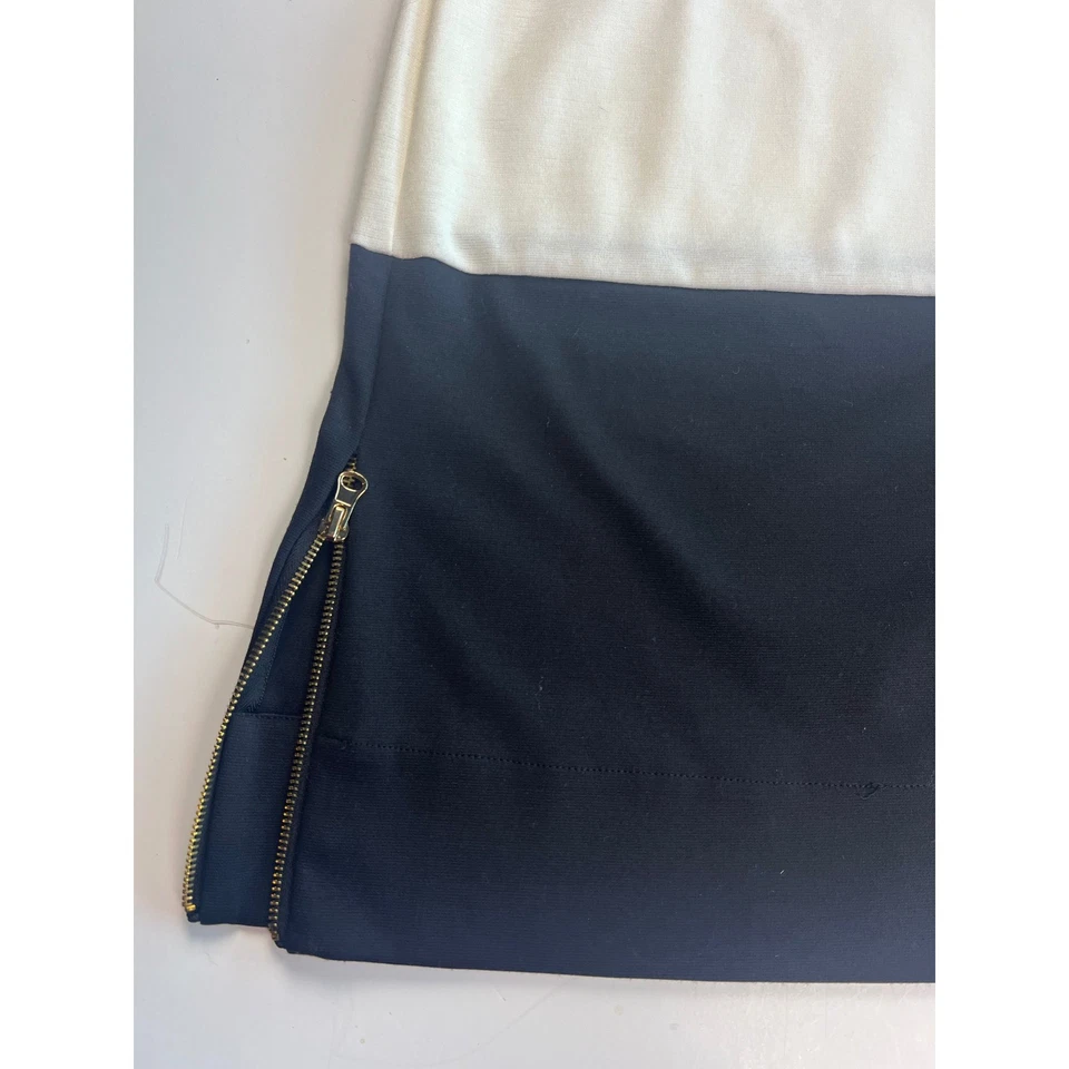 Vestido recto Sunny Leigh Color Block negro blanco dorado detalle cremallera lateral talla 10 Foto 2 de 4