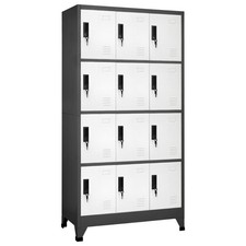 Image of Locker Cabinet Anthracite and White 90x45x180 cm Steel