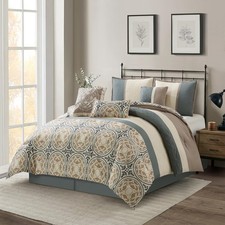 Multi-Color Cal King Comforter Set, 7 Piece, Microfiber Print Bedding Sets  ...