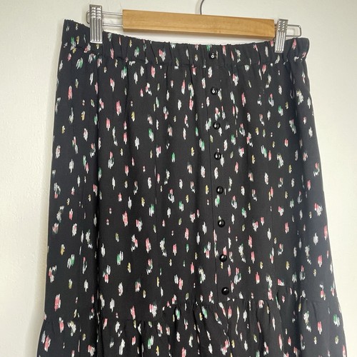 Y2K 12 Thompson Skirt L Fitted Yoke Button Down Front With Vent Multicolor Boho - Picture 9 of 12