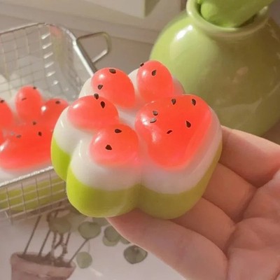 Watermelon Cat Paw Squishy Toy Stress Relief Fidget Squeeze Mochi Sensory Toy