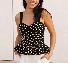 Express Peplum Sweater Tank Women's Polka Dot Pattern Size Medium NWT