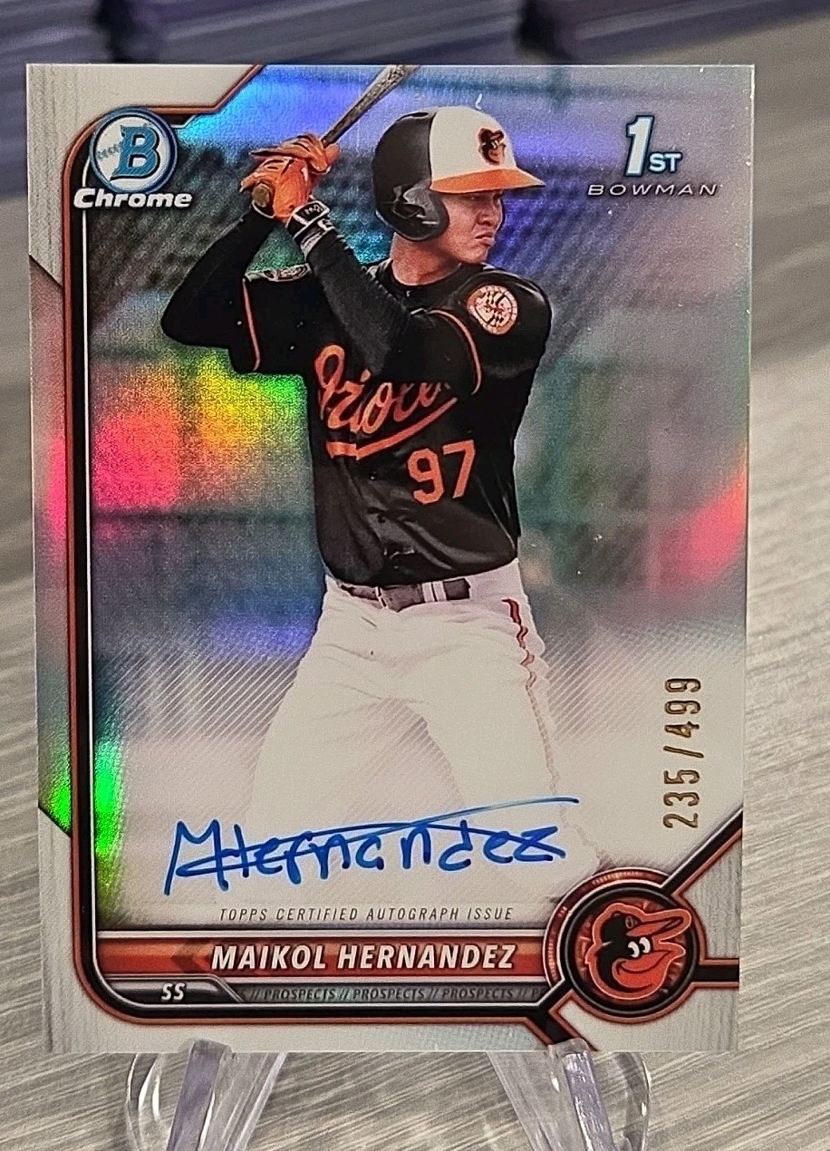Maikol Hernandez 2022 Bowman Chrome Refractor Autograph /499 1st #CPA-MH Orioles