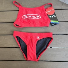TYR Women's Lycra Nylon Red Life Guard Workout Bikini Size XXS NWT