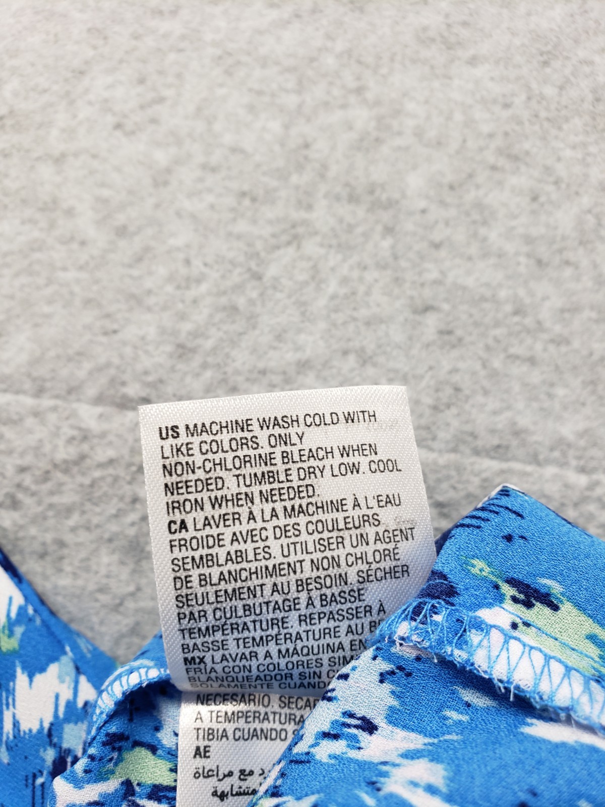 Style Co Women Tunic Top L Blue & White Floral V Neck 3/4 Bell Sleeve Blouse