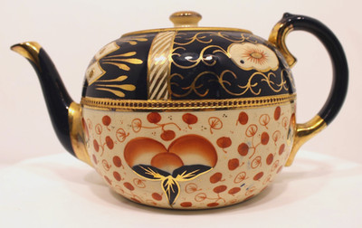 Antike gaudy walisische / Imari Stil Design Teekanne, kleine Ausgabe aus Ausguss