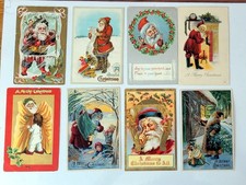 Eight unique Santa Claus Postcards. USA, Germany. Wonderful colored Graphics
