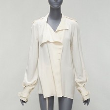 TOM FORD 100% silk ivory trench detail light ...