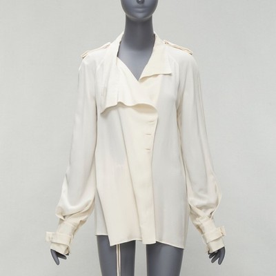 TOM FORD 100% silk ivory trench detail light flowy jacket IT42 M