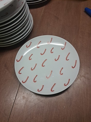 12 Pottery Barn Candy Cane Appetizer Dessert Plates 7" Unused Euc+ Bin 209 - Picture 13 of 14