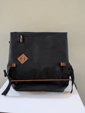 Black Roll Top Backpack Laptop School Bag Casual Travel Unisex