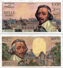 France 1000 Francs 1953-1956 Pick # 134a UNC