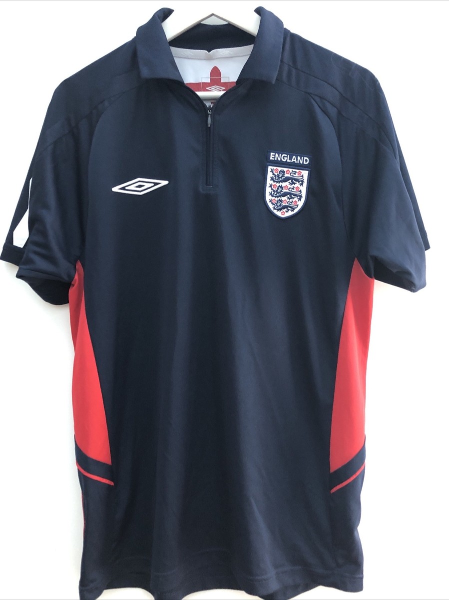 Vintage England Football Shirt Umbro Blue 00s 1/4 Zip Training