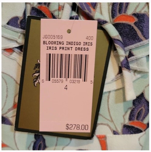 JUICY COUTURE $278 IRIS PRINT RUFFLE NECK DRESS BLOOMING IRIS Floral COMBO 4 - Picture 5 of 9
