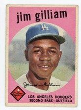 Vintage Baseball card 1959 TOPPS BASEBALL #306 JIM GILLIAM LOS ANGELES DODGERS