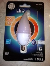  GE LED 4W = 40W  DECORATIVE FROSTED FINISH CANDELABRA BASE   DIMMABLE   300 LUM