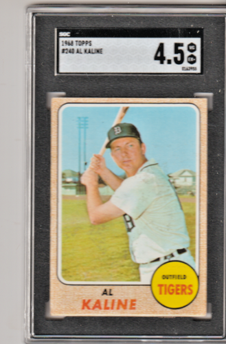 1968 TOPPS BASEBALL CARD #240 AL KALINE DETROIT TIGERS SGC 4.5
