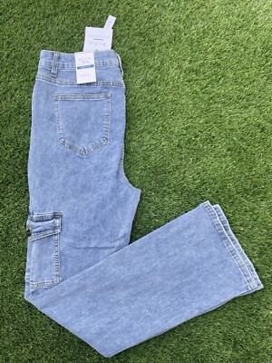  BLEU Women's 12 Blue Jeans Bootcut Cargo Leg Pockets FIT SOLUTION 36 W x 32 I