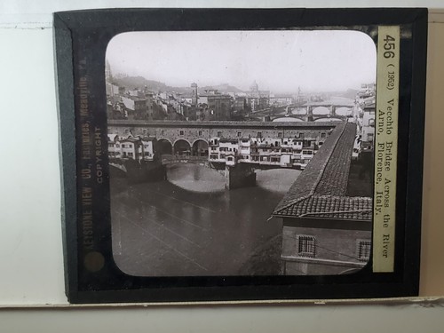 Ponte Vecchio, fiume Arno. Firenze, Italia, Stile 2 Lanterne Magiche Scivolo in Vetro - Foto 2 di 3