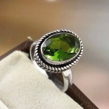 Natural peridot 925 Sterling Silver Ring Handmade Gift For Christmas A-313