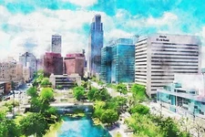 Omaha Nebraska watercolor, Omaha wall art, Omaha Canvas watercolor, Omaha Nebra
