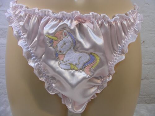 sissy pink satin cheeky scrunch butt unicorn panties mens lingerie knickers - Picture 1 of 4