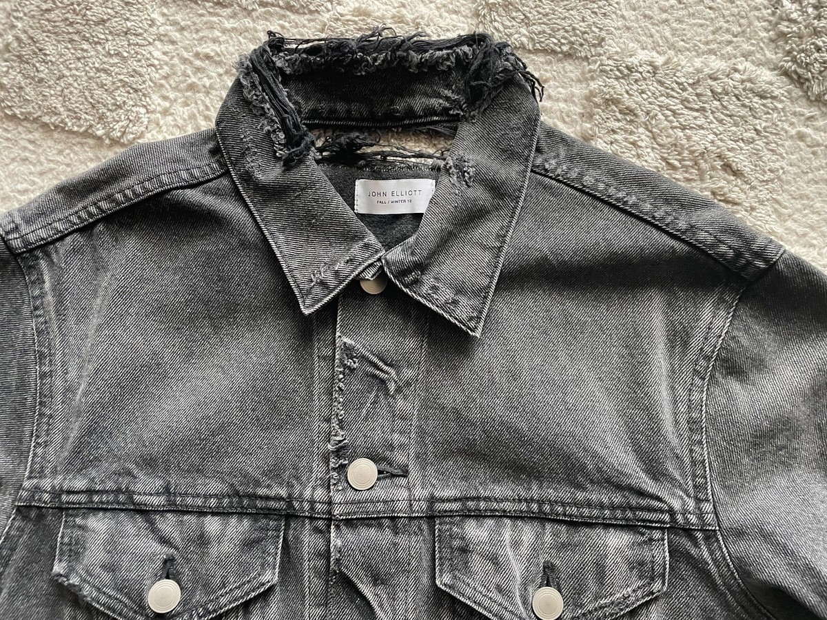 john elliott デニムジャケット　M $550. EXCELLENT JOHN ELLIOTT SLIM FIT WASHED DARK GRAY DENIM