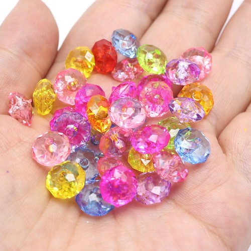 120 Mixed Colour Transparent Acrylic Faceted Rondelle Spacer Beads 6X10mm - Picture 2 of 9