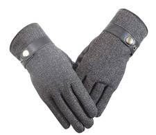 Mens winter glove Pu Leather Warm glove thermal touch screen glove windproof