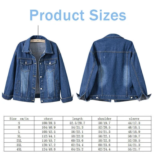 Womens Ladies Stretch Denim Jacket Soft Cotton Loose Plus Zise Stonewash Coat!@ - Picture 2 of 26