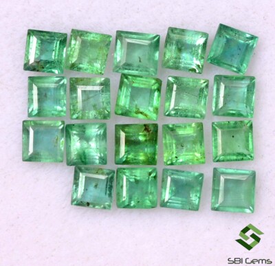 2.75 mm Natural Emerald Square Cut Lot 20 Pcs 2.71 Cts Untreated Loose Gemstones