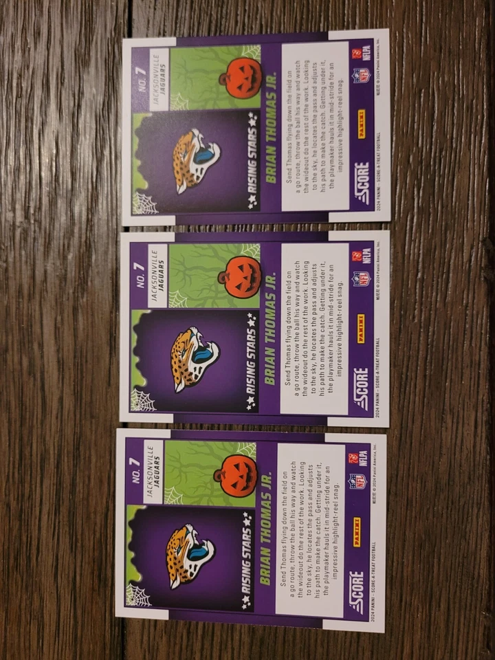 Brian Thomas Jr 2024 Score-A-Treat #7 Rookie RCx 3 Card Lot Jaguars - Image 2 of 2