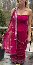 Handmade Sari Dress Designer Indian Gown Wedding Party Festival Formal