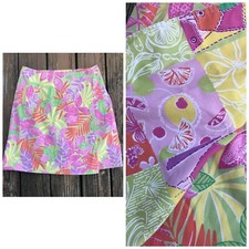 Lilly Pulitzer Frog Patch Reversible Wrap Skirt 6 Pink Green White Label Tag Vtg