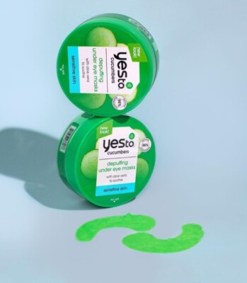 (2)Yes To Cucumber Under Eye Masks Soothing & Depuffing StressPositive Eye Lift