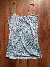 Vintage victoria's secret blue animal print mesh lace lingerie nightie medium
