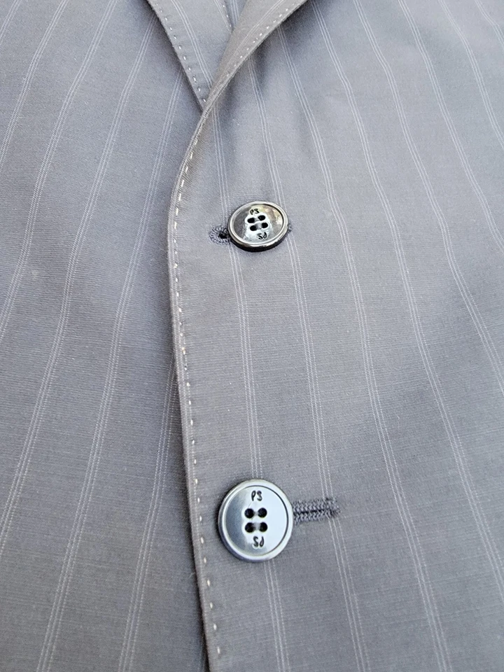 Mens PAUL SMITH Blazer Navy Blue Pinstripe Cotton Blend Jacket Size 46 R - Image 4 of 4