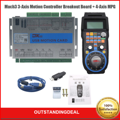 3-Axis Mach3 Motion Controller Breakout Board + 4-Axis MPG Handwheel Pendant ot2