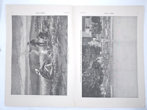 1891 Once A Week Newspaper Uncut NY Engraving Saengerfest NJ Cowboy Boy Monkey - Picture 3 of 10