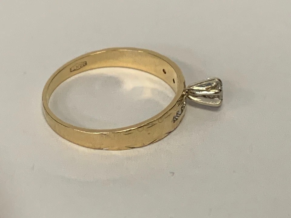 14K YELLOW GOLD ESTATE DIAMOND LADIES ENGAGEMENT RING - Image 4 of 4