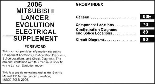 2006 Mitsubishi Lancer Évolution Câble Diagramme Livre Électrique Service Manuel - Photo 2/2