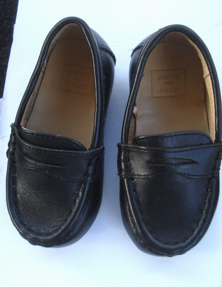 Janie and Jack Mocasines de Cuero Negro Zapatos Infantil Niño Pequeño Talla 4 NUEVO Foto 2 de 4